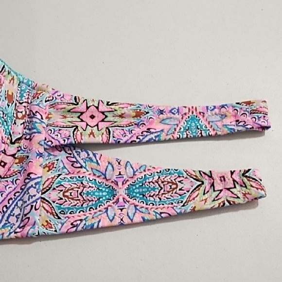 Strapless Paisley Bikini Top Turquoise Details stitching - Picture 7 of 12